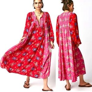 Spell Solstice Boho Midi Dress in Salsa Rose